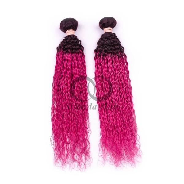 #T1B/Rose Red Kinky Curly Remy Human Hair Bundles Sew In Weave Bundles Brazilian Bundle Deals
