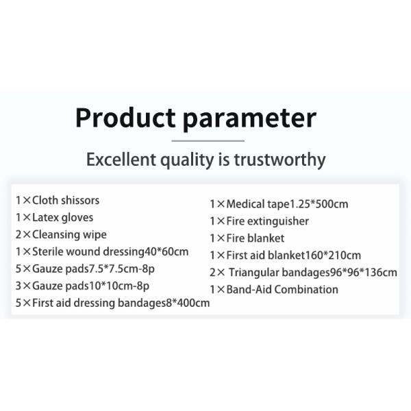 A Home First Aid Kit Containing Emergency Survival Tools Such As a Fire Extinguisher and a Fire Blanket