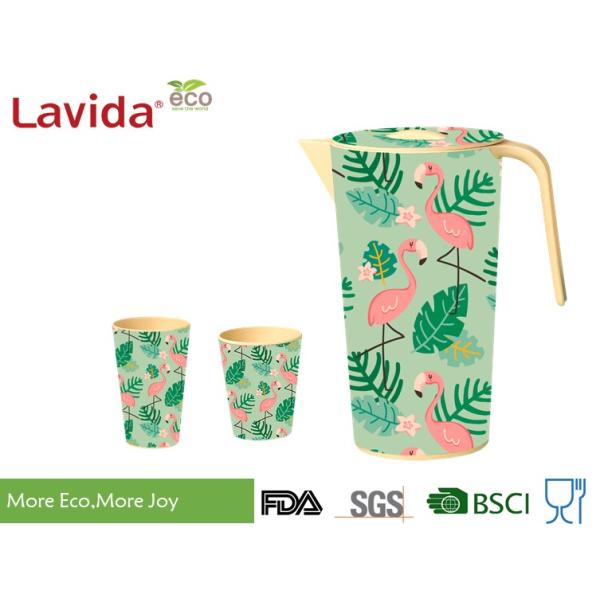 Tropical Nature Style Bamboo Water Jug Shatter Proof Recycled Material Beverage Serving Pitcher with Large Capacity