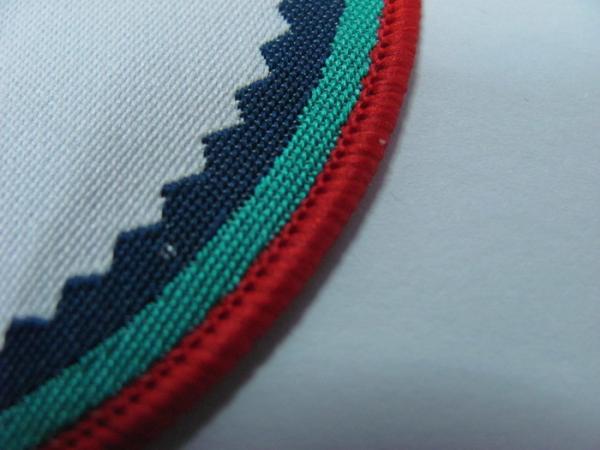 Custom Woven Patch With Embroidery Merrow Border For Hats/Garment