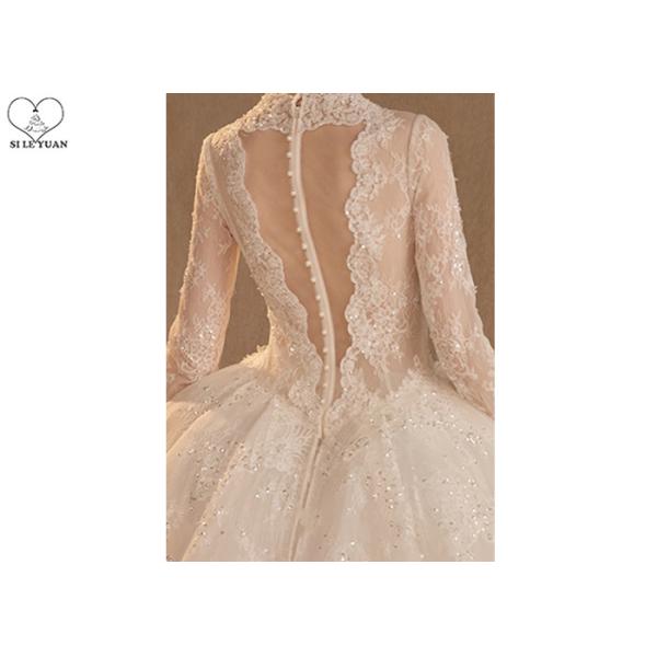 Lace White Backless Evening Gown , Western Wedding Dresses Beading Pleats