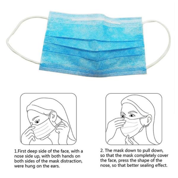 Latex Free 3 Ply Face Mask Non Skin Irritation Flexible Virus Prevention Breathable