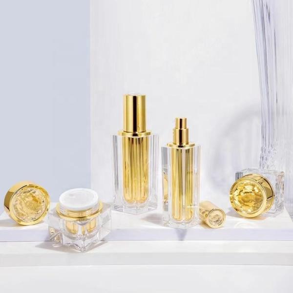 30ml Luxury Empty Gold Acrylic Spray Bottles Cream Jar For Serum Lotion