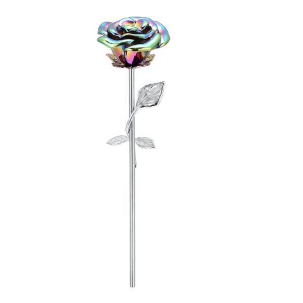 Long-Stem Blue Rose Flower Keepsake Urns Heart Cut Diamond Shape Memorials for Ashes