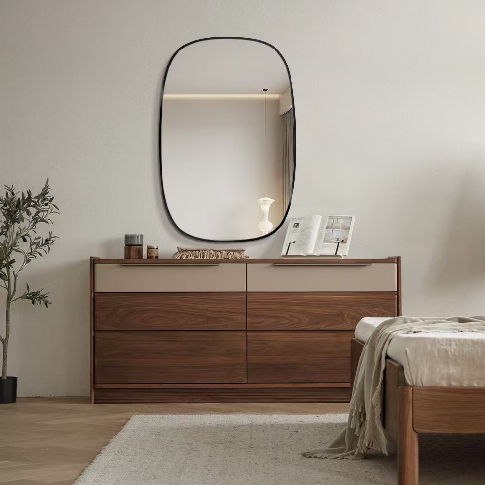 Black Brushed Aluminum Framed Expolsion-proof Safety Wall Bathroom Mirror