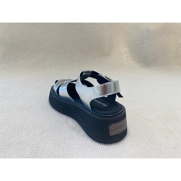 Velvet Upper Silver Flatform Sandals Thick Soled Platform Sport Sandals