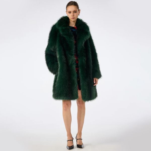 Emerald Customizable Colors Cruelty-Free Festive Appeal Faux Fur Coat Luxury Vegan Outerwear