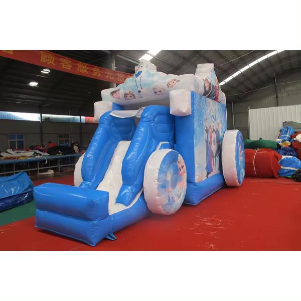 Frozen Inflatable Wagon with Slide Ice and Snow Princess Castle Outdoor Inflatable Toy