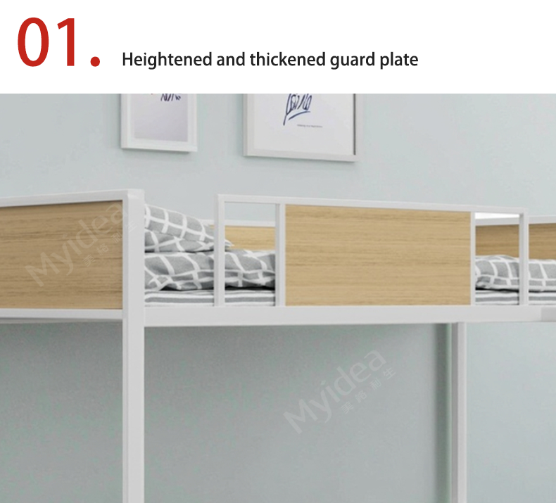 customization Myvidea Apartment Bunk Bed with Thickened Pipes, School Children's Bed, Double-layer Iron Frame Bed