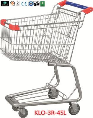 Promotional Chrome Plating Grocery Shopping Trolley 45L With Blue Plastic Handle