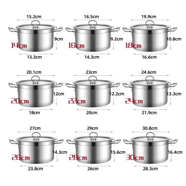 Amazon Top Seller Stainless Steel Food Soup Pot Cooking Pot With Glass Lid