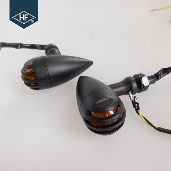 Cafe Racer Black Metal Harley Led Turn Signals , Amber Motorcycle Front Turn Signals