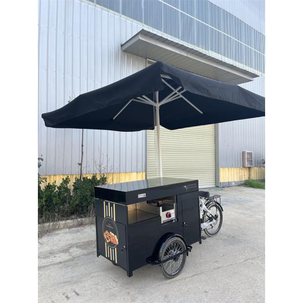 Outdoor Street Vending Bike Cart with Cargo Space and 304 Stainless Steel Construction