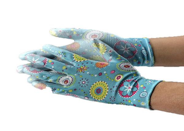 Nitrile Coated Garden Work Gloves Polyester Liner Clear Safety Gloves