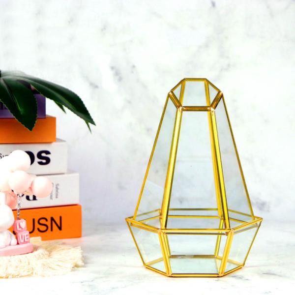 Bevel top glass garden spot hexagonal succulent flower container micro landscape flower pot glass ornaments