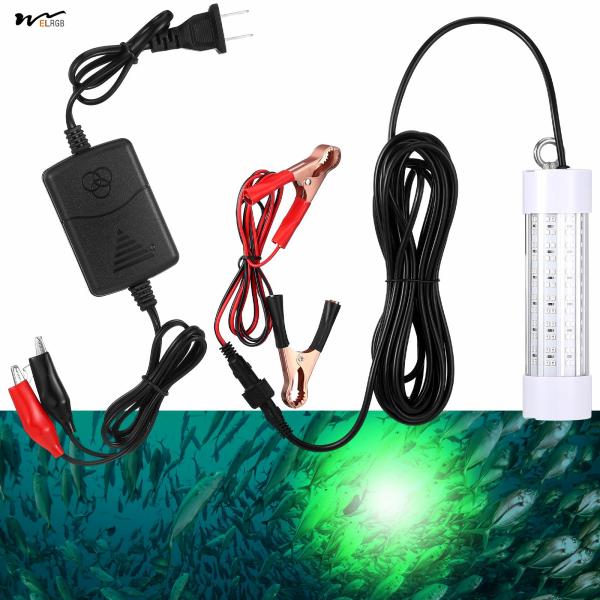 IP68 Green 45W DC 12V Submersible Fishing Light Aluminum Bright LED Underwater Lure Bait Lamp