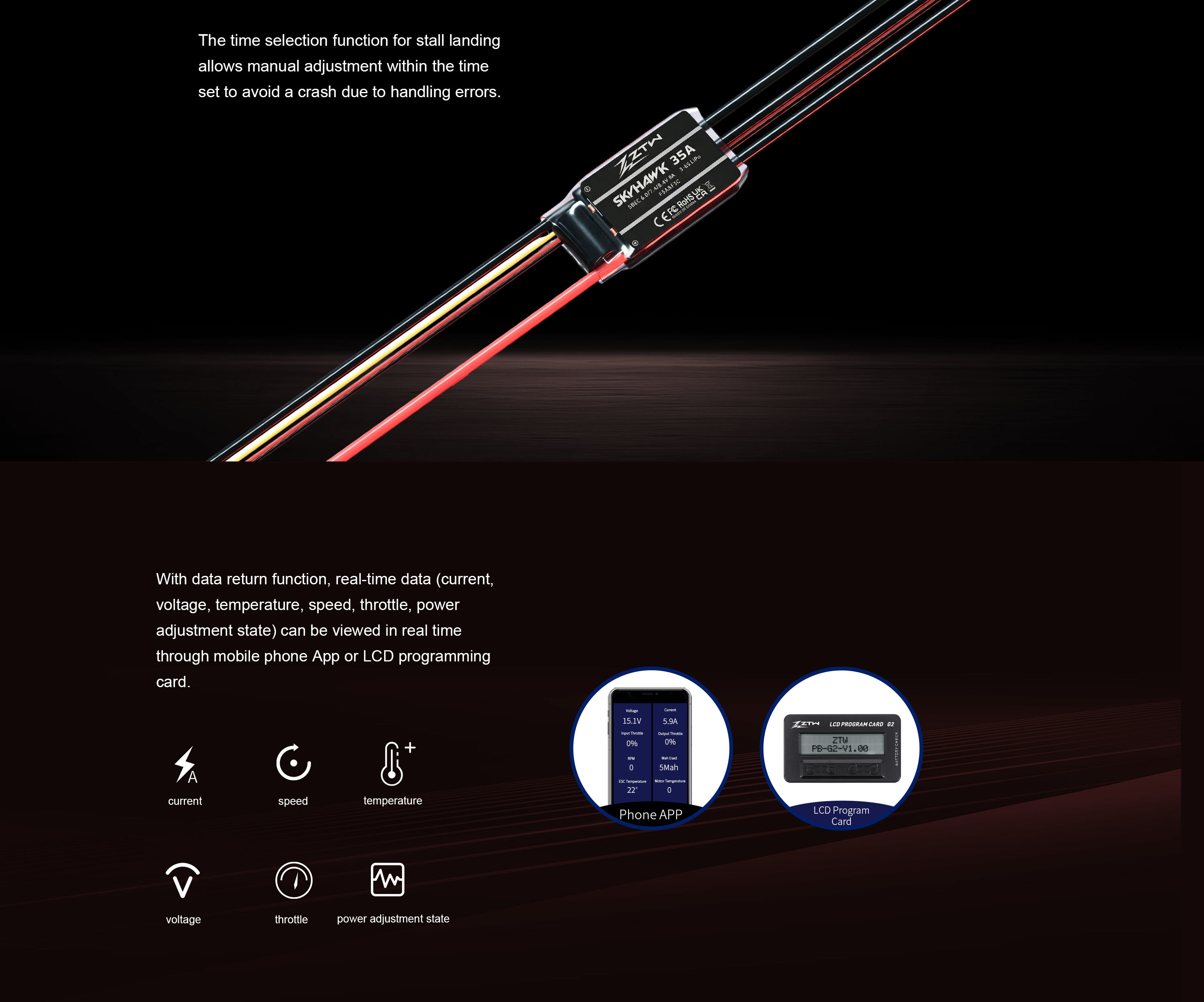 Skyhawk 35A 3-6S SBEC ZTW ESC Fixed Wing ESC For UAV VTOL RC Helicopter