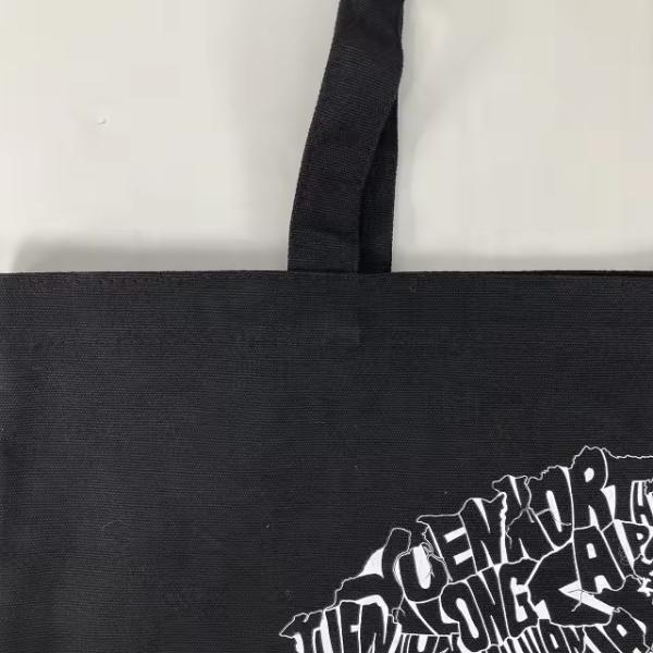 12 Oz Black Canvas Tote Bag for Luxury Shopping Organic Cotton Material