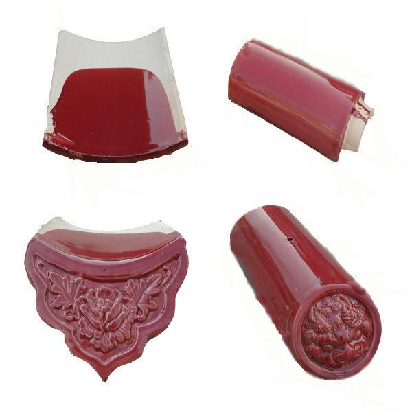 Antique Red Decoration Chinese Ceramic Roof Tiles Graphic Design