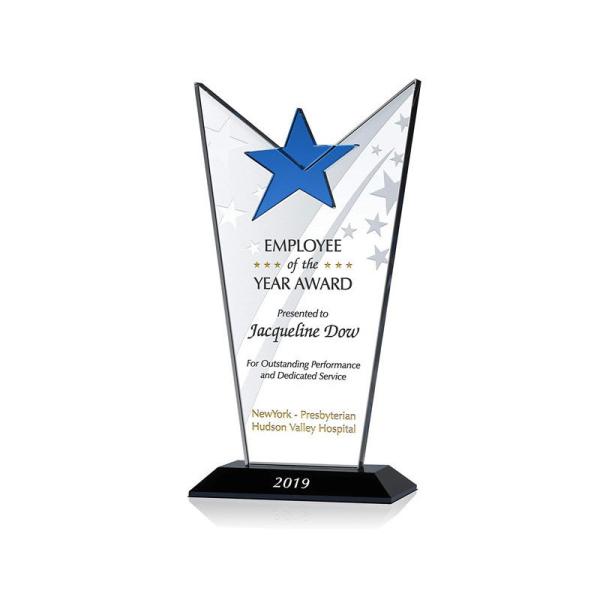 Custom Clear Number Acrylic Award Trophy Block for Company Anniversary Recognition
