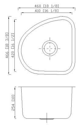 Угол установка Ундермоунт кухонной раковины одиночного шара 18 дюймов нержавеющая