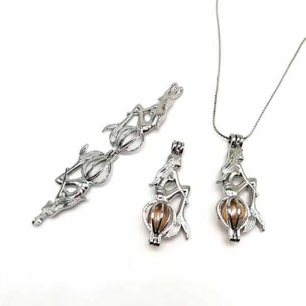DIY Necklace For Unisex Gift Pearl Cage Pendant Essential Oil Diffuser Jewelry Making Accessories