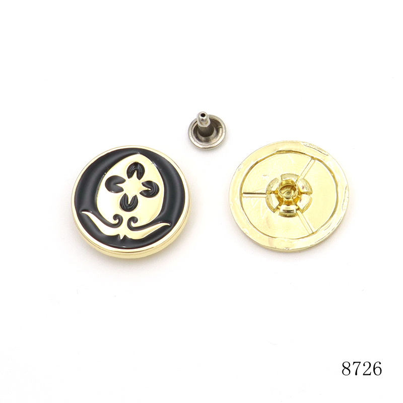 20mm Gold Zinc Alloy Leather Rivet - Custom Logo with Black Filling for Premium Leathercraft