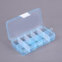 青 10 グリッド PP プラスチック収納ボックス 取り外し可能な仕切りオーガナイザー 青白ボタン付き