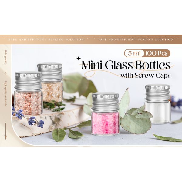 Clear Transparent Glass Cream Jars Metal Lid 4oz Spiral Mouth Aluminum Body Butter For Skin Care Cosmetic, Glass Jars Small Clear Vials with Screw Caps Tiny Containers