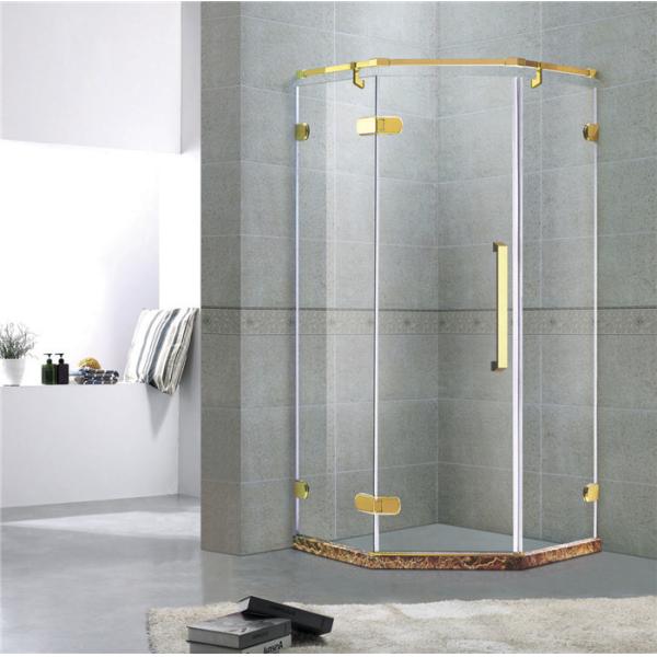Golden Diamond Type Frameless Shower Cubicles Hinged  10MM Tempered Glass CE / EN12150