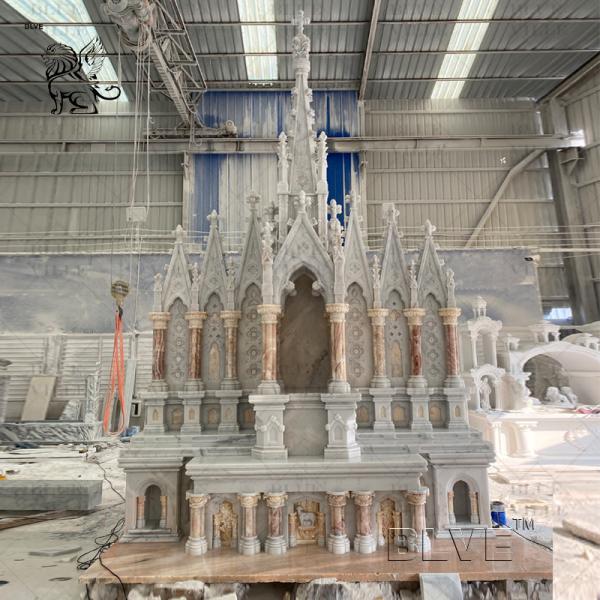 Natural Stone Marble Altar Table Hand Carved Church Luxury Design Religious Decoration