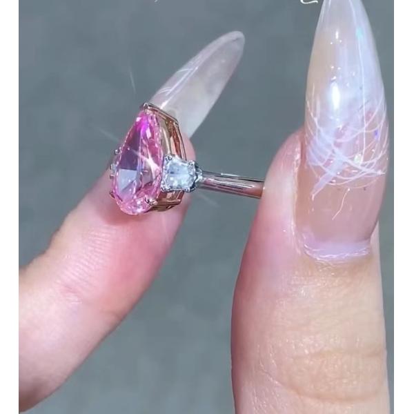 Pear Pink 2 Carat Lab Made Diamond Engagement Rings