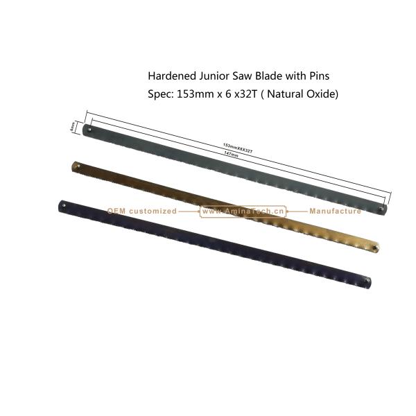 Hardened Junior Saw Blade with Pins Spec: 153mmx6x32T ( Natural Oxide) Cutting wood,Plastic,Low-hardness metal