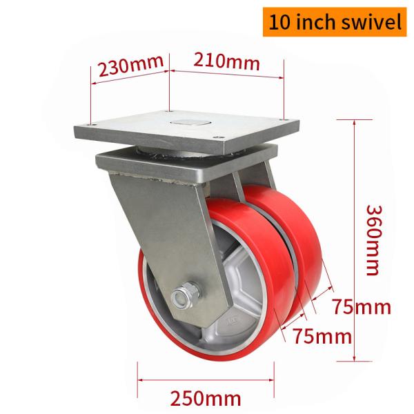 EDL 10 Inch 3000kg Ultra Heavy Duty Dual Wheel Caster Plate Rigid Swivel Type 9510-86A