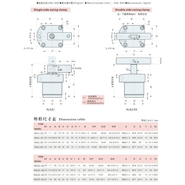Air Swing Clamp Cylinder For Repetitive Production Upper Flange Aluminum Alloy Type