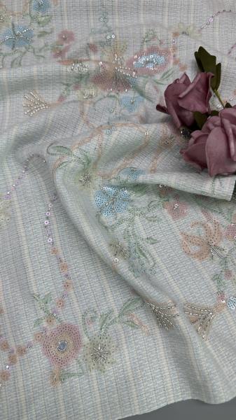 Shinning  Leafy Sequins  Lace Fabric for Full Dress East Culture Dinner Gowns Shining Fabric