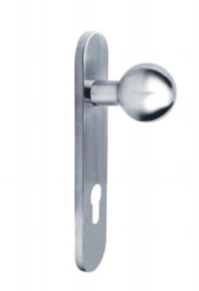 L Shape Interior Inox Tubular Lever Door Handle On Round Rose With Cylinder Escutcheon