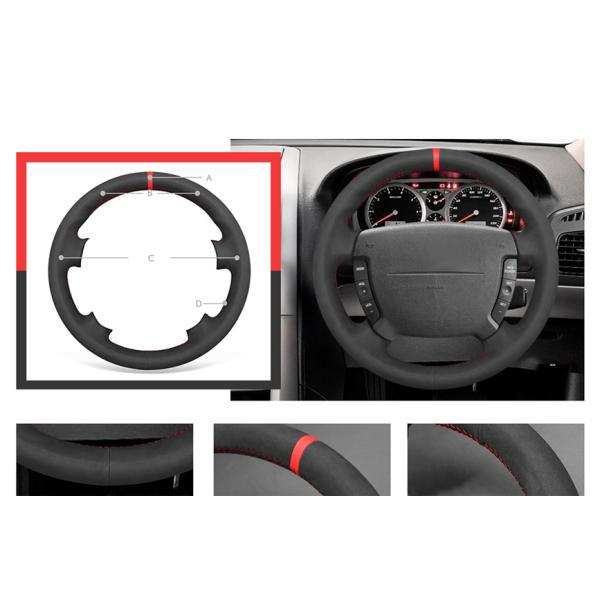 Car Accessories Hand Siticthed Black Genuine Leather Steering Wheel Cover for Ford Falcon 2002-2008