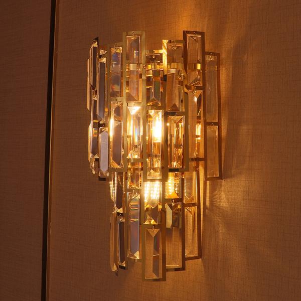 Установленные стеной крытым света Sconce Кристл золота 230*500mm приведенные блеском