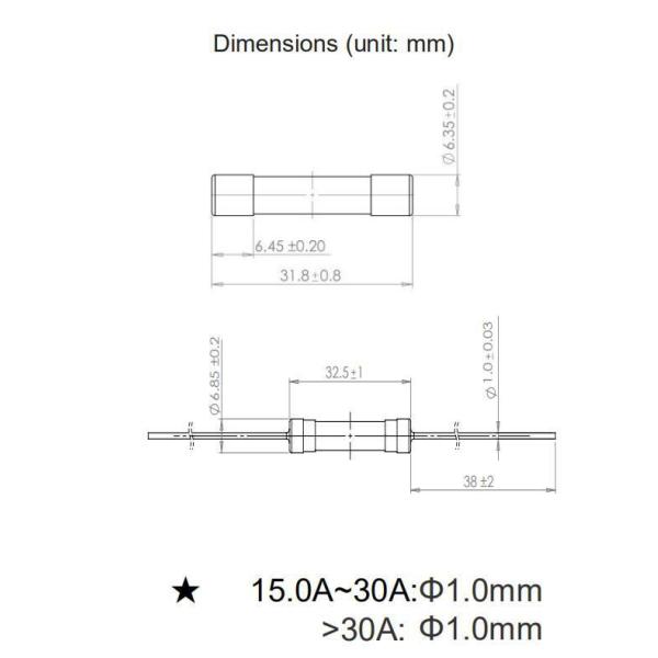 дуновение 6X30mm миниатюрного плавкого патрона 6.35x30mm керамическое быстрое быстро действуя