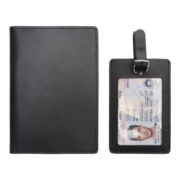Customized PU Leather Travel Passport Cover Gift Set RFID Personalized Passport Holder