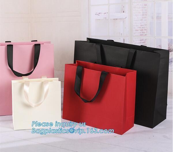 Recyclable High End Luxury Shopping Gift Carrier Packaging Custom Printing Black Retail Paper Bag,paper carrier bag gift