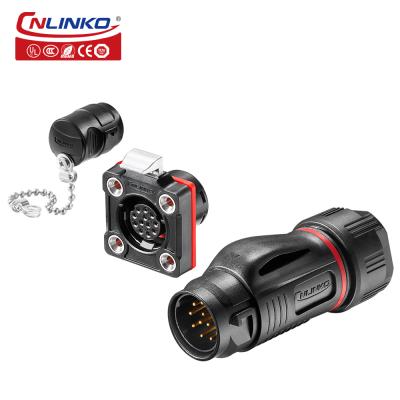 CNlinko M20 Industrial Waterproof IP68 12 Pin Automotive DC Power Connector Outdoor Electrical Cable Wire Adapter  Plastic Plug