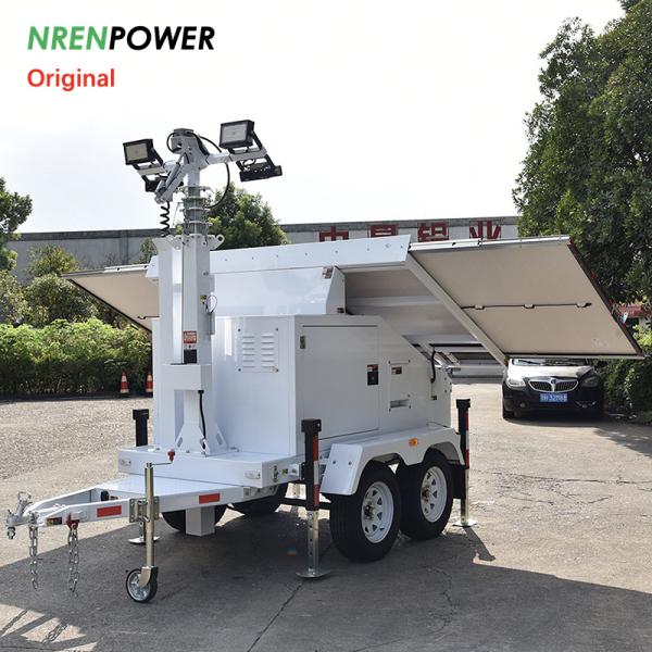 9m solar power mobile light tower-Dual axles-4x460W solar panels-9m mast-8x200AH batteries