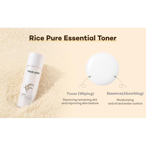 Toner de piel facial de arroz orgánico de marca privada coreana mayorista humectante para el rostro agua de arroz puro tonificante esencial