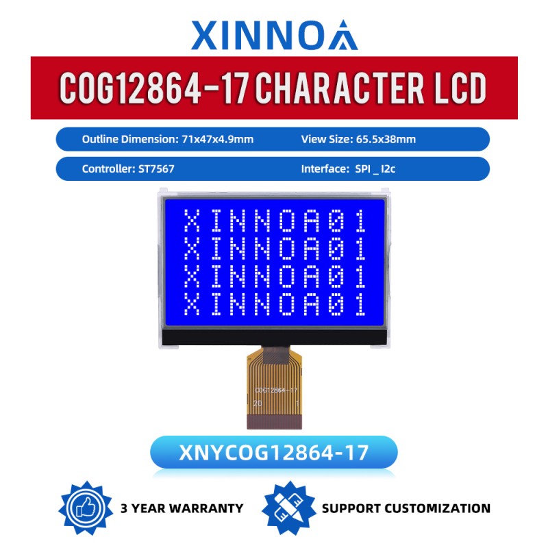 COG12864-17 Blue Film 71X47Mmstn Material 20 PIN PPI/SPI Module ST7567 Controller