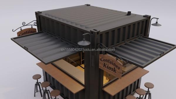 Customized Color 10ft 20ft Prefabricated Steel Home Tiny City Shop Container Mini Bar Store Ice Cream Summer City Curbside Drinks Beverages