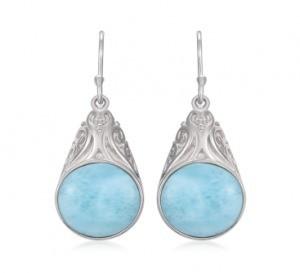 925 Sterling Silver Natural Larimar Heart Earrings Customized