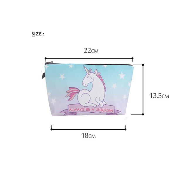 Unicorn Cosmetic Pouch Bag For Makeup 18 * 13.5cm Or Custom Size Polyester Material