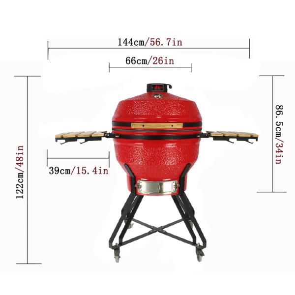KIMSTONE New Design Deflector 26 Inch Kamado Joetisserie Rotisserie Brown Kamado, Bbq Komodo 26 Inch Kamado Grill